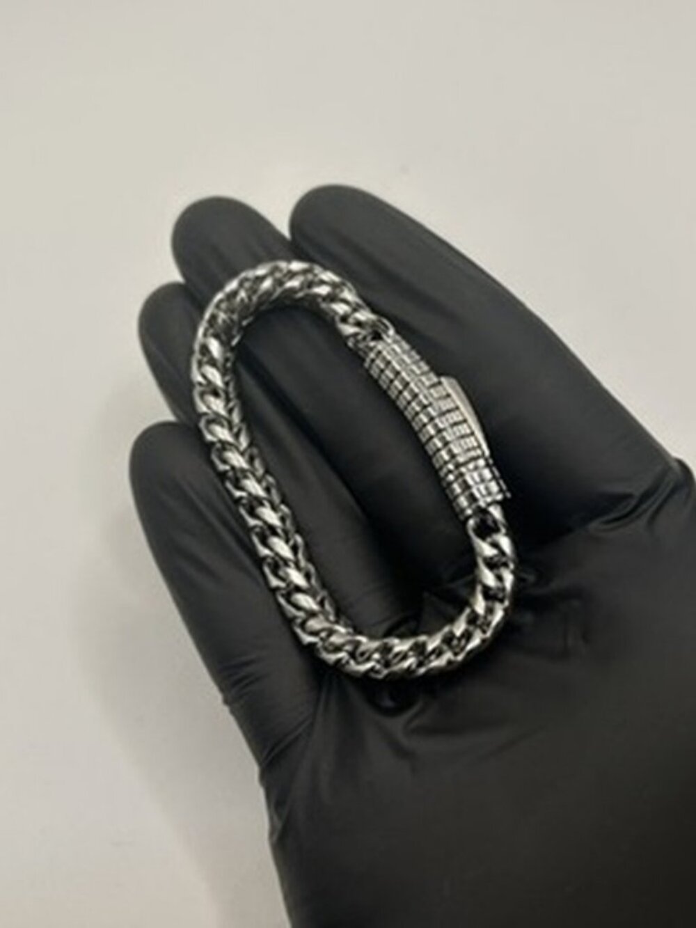 Silver Franco Chain Bracelet Stackable Layering 8 Inch Solid Waterproof Unisex